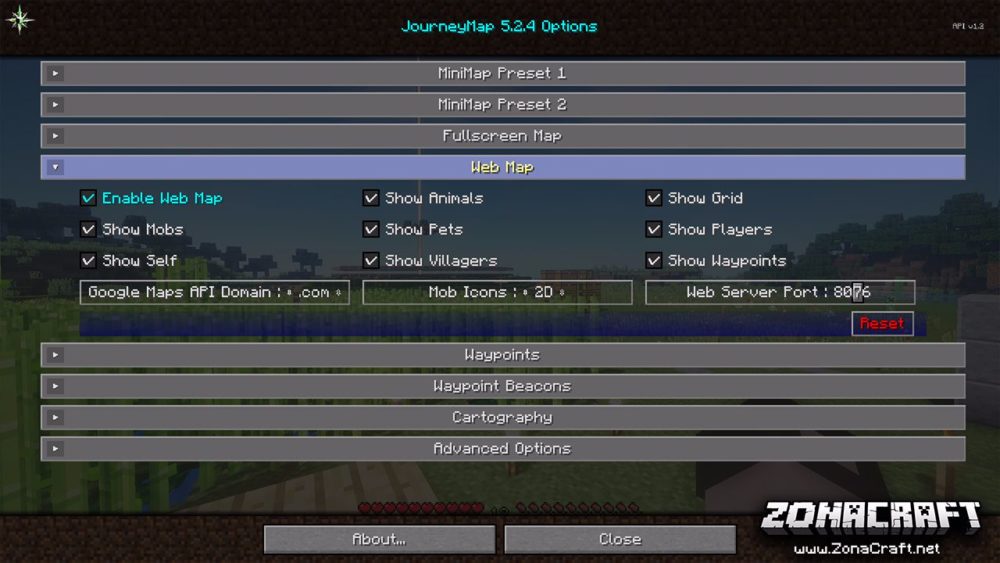 JourneyMap Mod configuracion