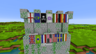 Banderas en un castillo