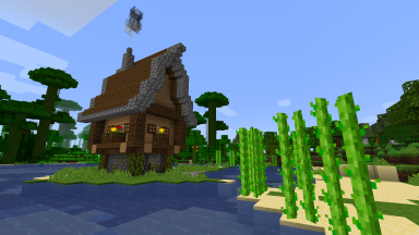 Casa de madera en el bosque