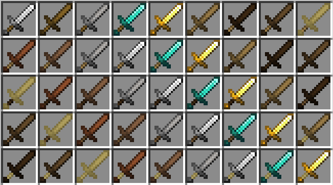 espadas de diferente madera