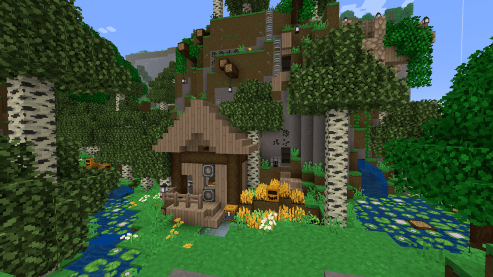 Casa de madera en medio del bosque