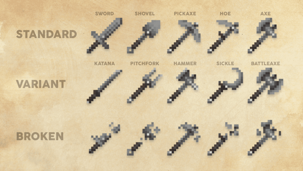 Armas y herramientas de hierro
