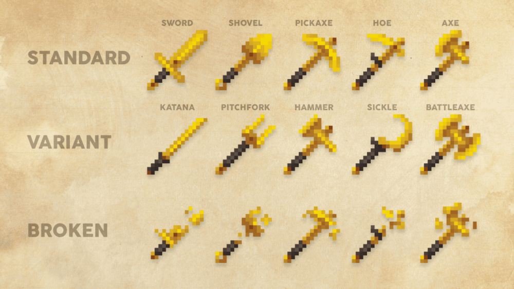 Armas y herramientas de oro