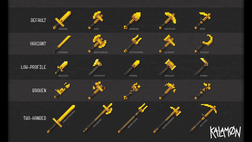 Armas y herramientas de oro