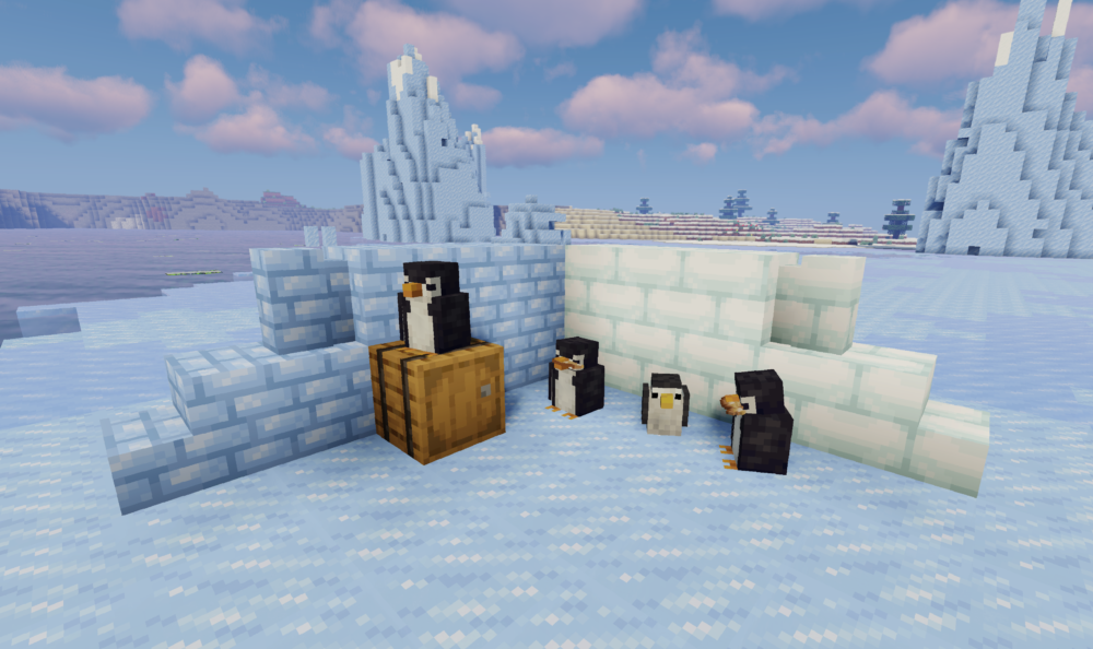 pinguinos en bioma de hielo