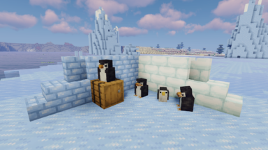 pinguinos en bioma de hielo