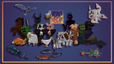 Gray's Cuter Animals & Scarier Monsters Texture Pack Para Minecraft 1.19.2, 1.18.2, 1.17.1, 1.16.5