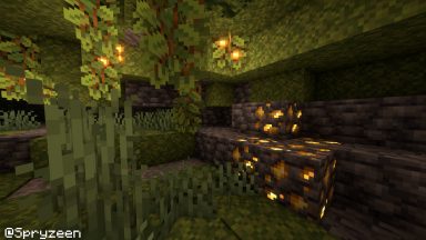 Cueva frondosa con minerales
