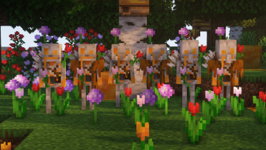Esqueletos en bosque de flores