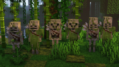 Esqueletos en jungla de bamboo