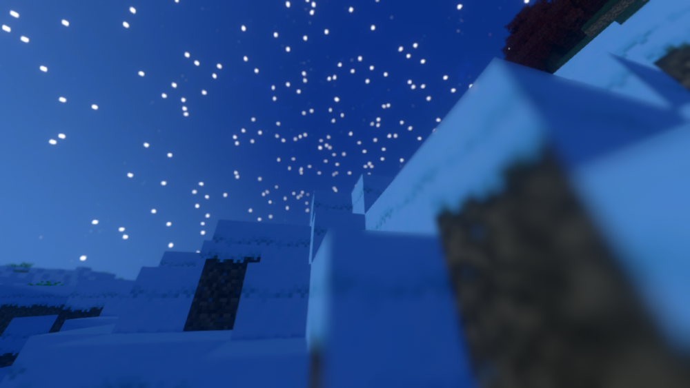 Nieve y cielo estrellado de noche