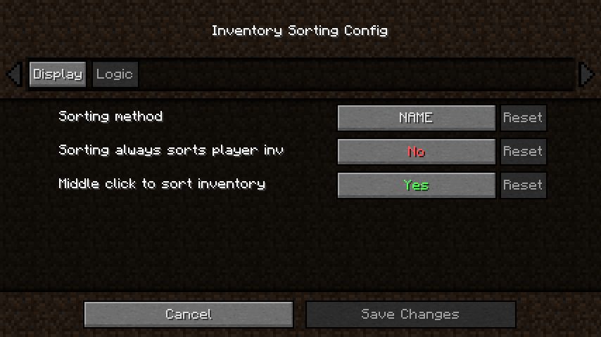 Inventory Sorting Mod config 2