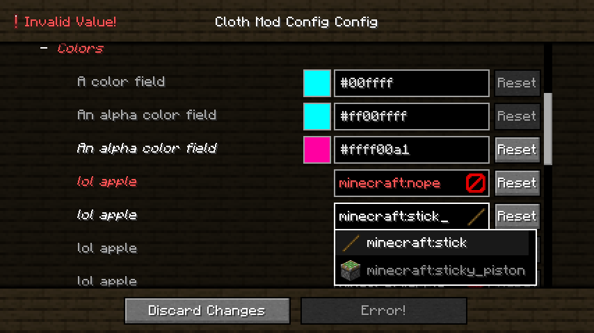 Cloth Config API