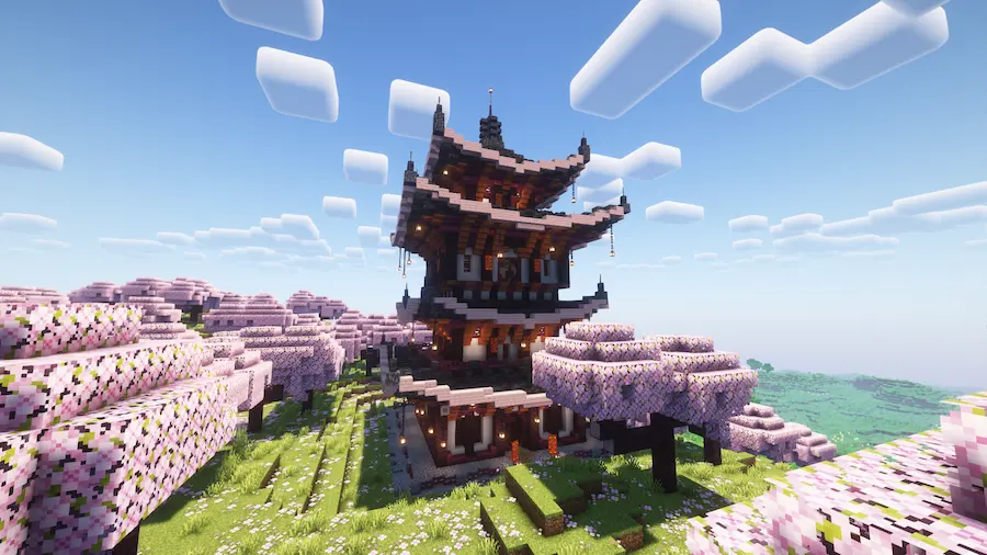 Vista previa de Cherry Samurai Temple Mod para Minecraft