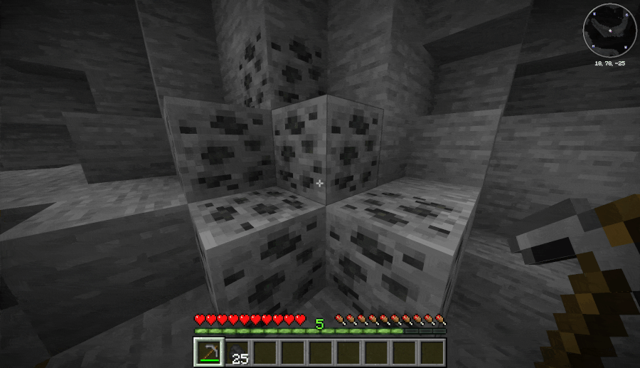 Picando mineral con Veinminer