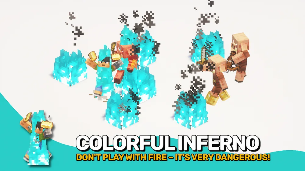 Vista previa de Dyed Flames Mod para Minecraft