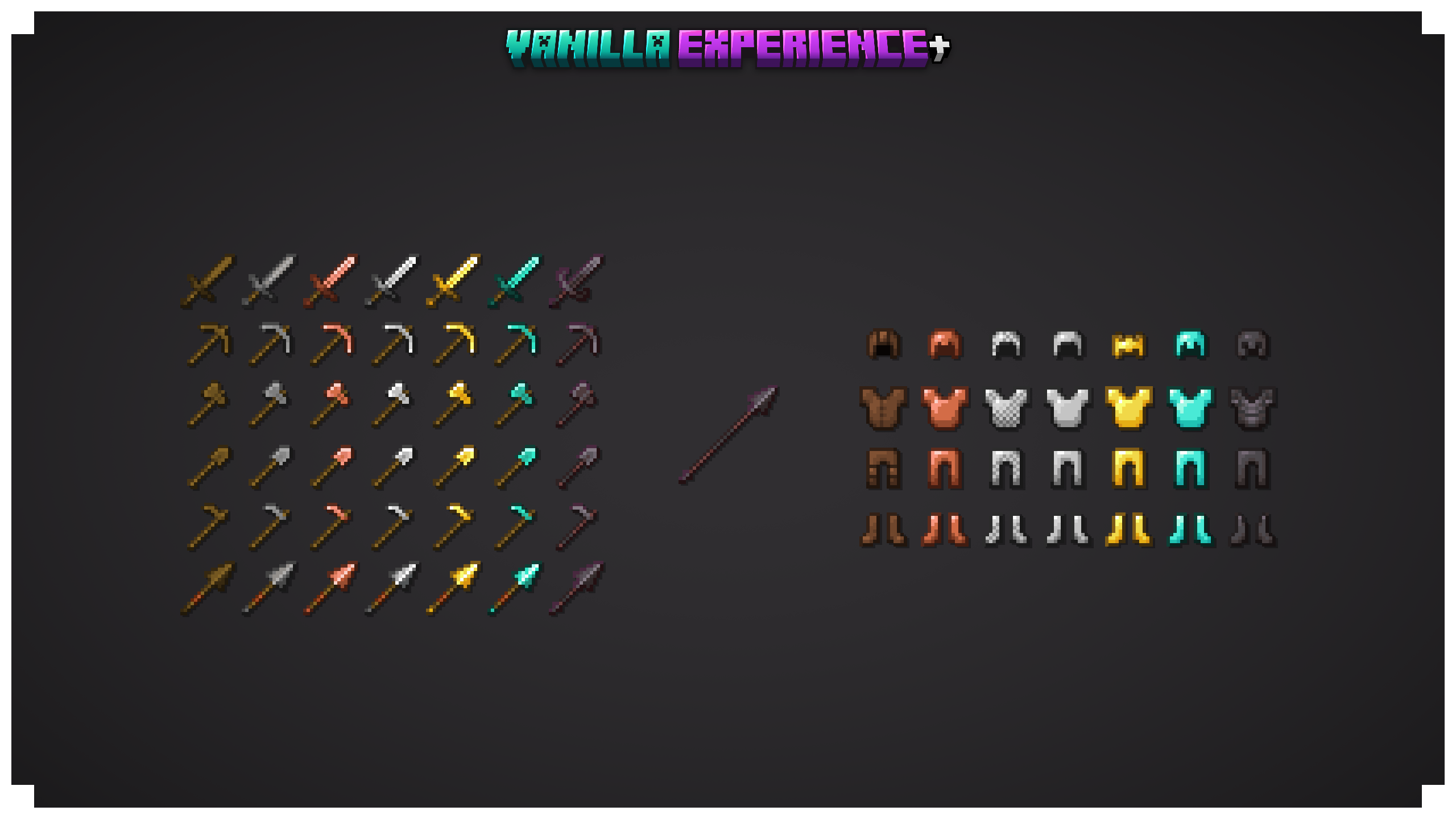 Consistent Tools, Helmets and Golden Items & Golden Crown Helmet & True Netherite Sword and Spear