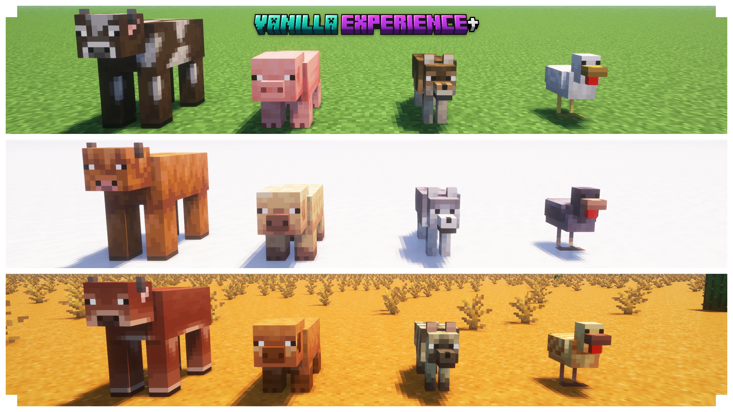 Updated Cow (1.18.2-1.21.4) & Variated Cow, Pig and Chicken (Optifine 1.18.2-1.21.4) & Variated Wolf (Optifine 1.18.2-1.20.4)
