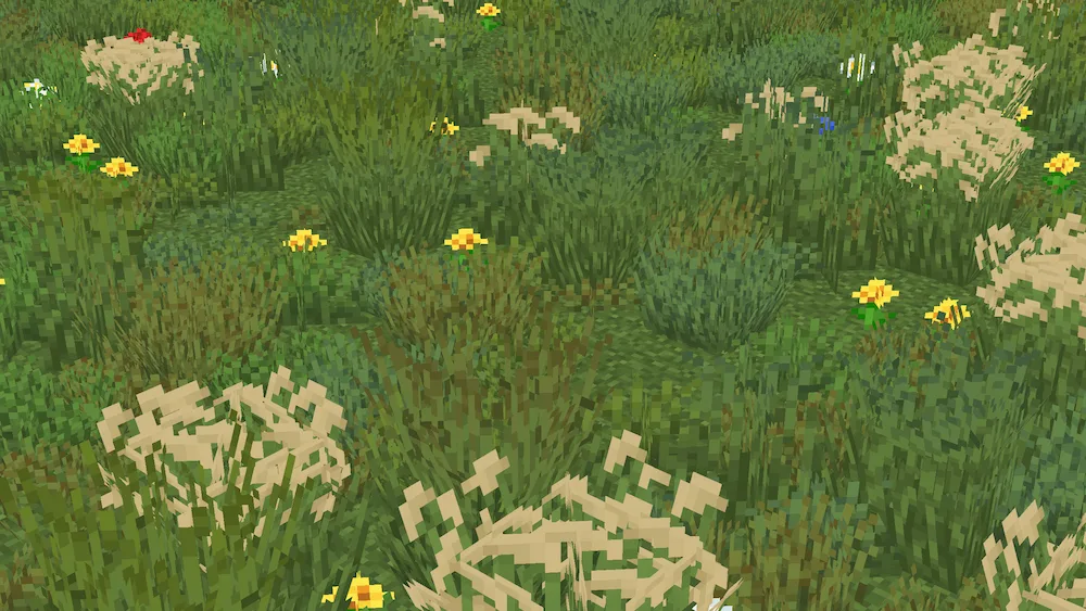 Vista previa de Os’ Colorful Grasses Texture Pack para Minecraft