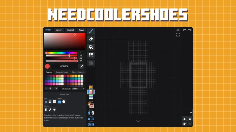 Editor de skins de Minecraft NeedCoolerShoes