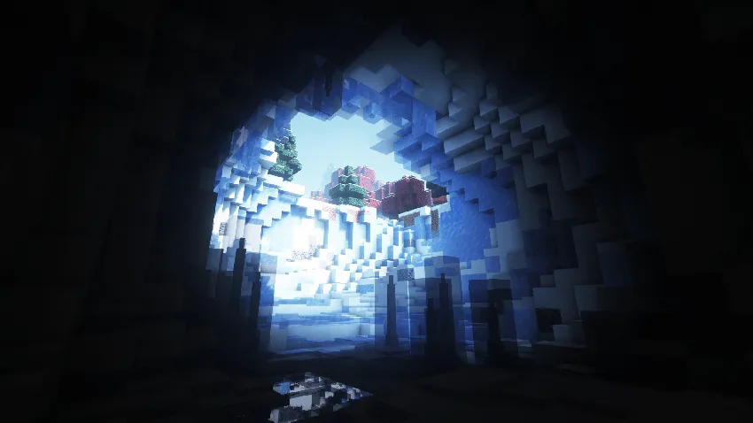 iluminacion realista de una entrada a una cueva