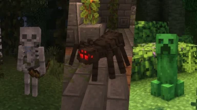 esqueleto, arana y creeper